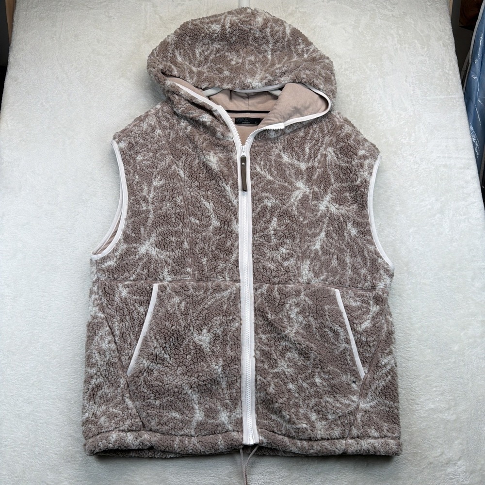 prAna Permafrost Vest Womens XL Sherpa Fleece Hooded Full Zip Outdoor Hiking